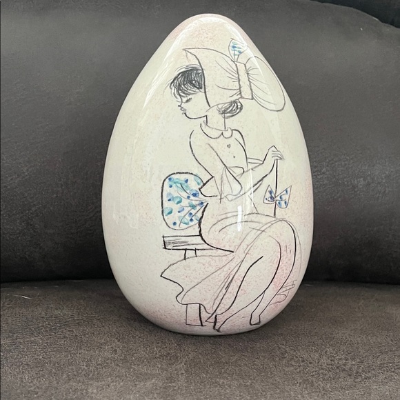 Other - Vintage Elegant hand painted Egg Shaped Ceramic Piggy Bank Made in Italy